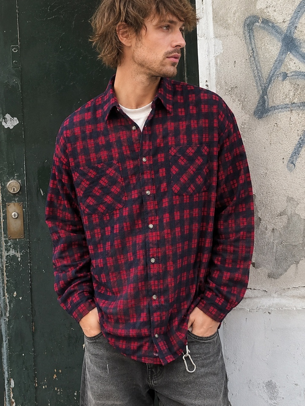 Vintage 90s Basic Editions Red Plaid Flannel Shirt Men XL Grunge NWT Cotton